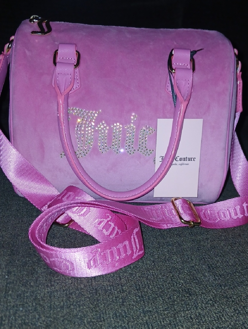 Juicy Couture Pink Rhinestone Logo Satchel Bag